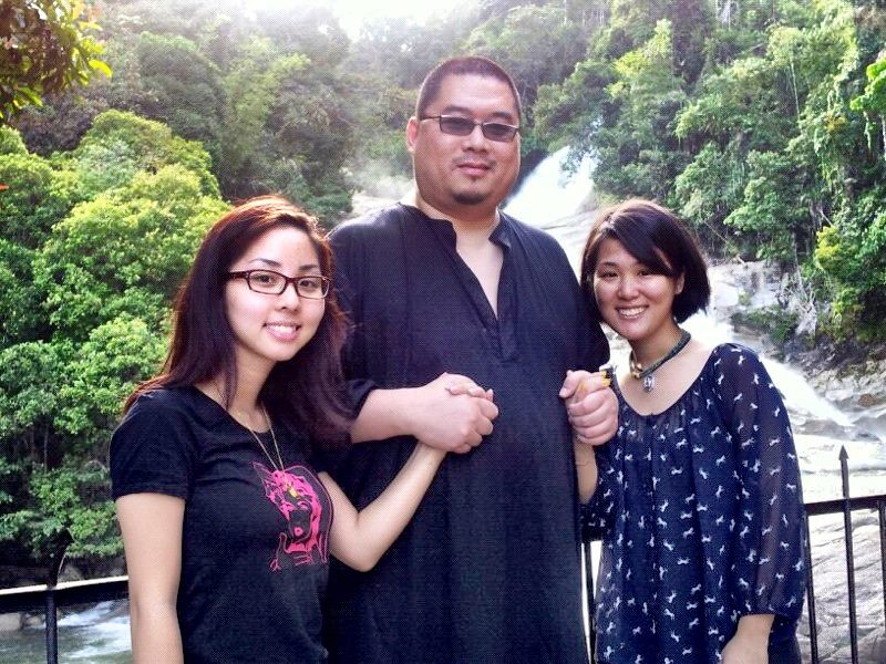 Rinpoche with Jean Mei and me at the Chamang Waterfall