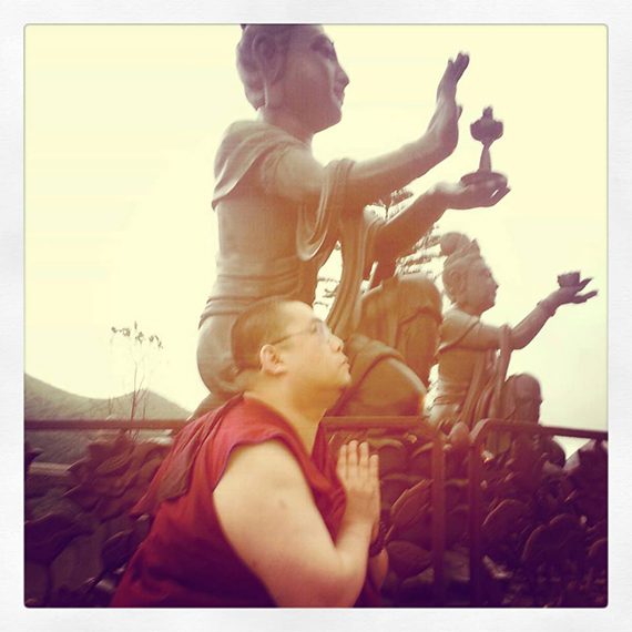 Rinpoche hamming it up for the camera on Lantau Island, Hong Kong